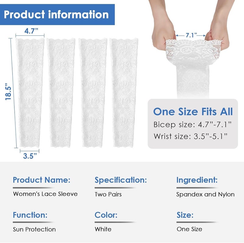 RainFlowwer Lace Arm Sleeves For Women Wedding Sleeve, Floral Long Fingerless Lace Gloves for Bridal Party Prom Costume - Image 2